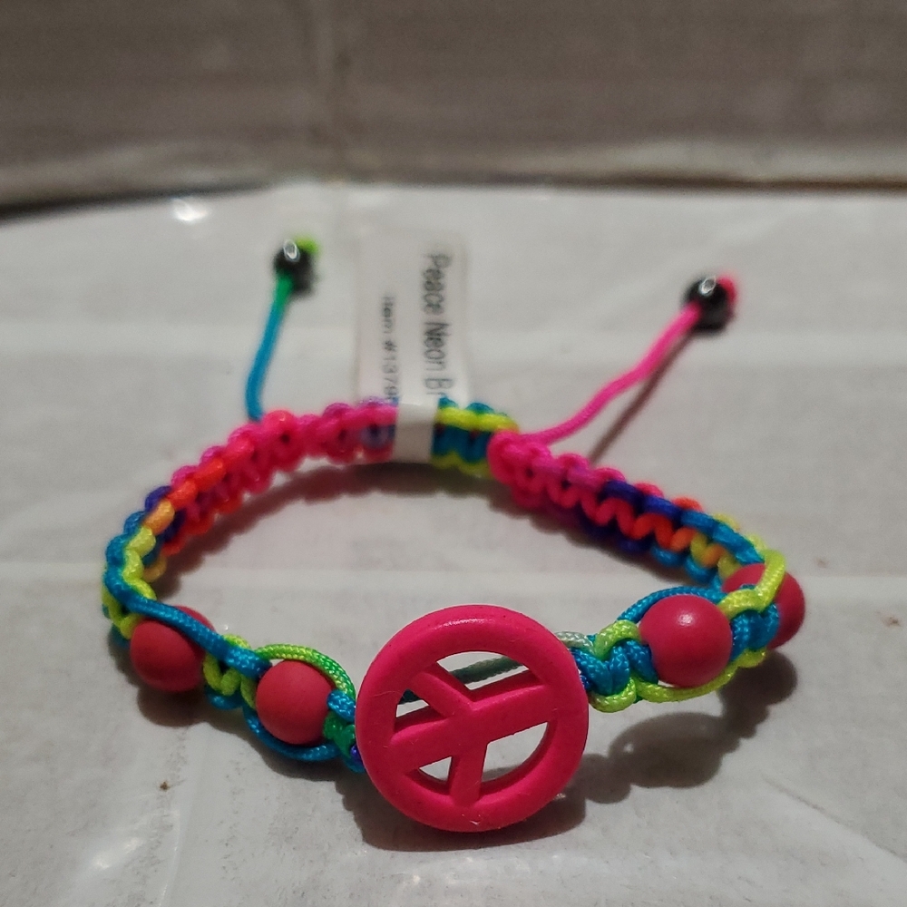 Colorful Peace Pink Sign Kids Bracelet